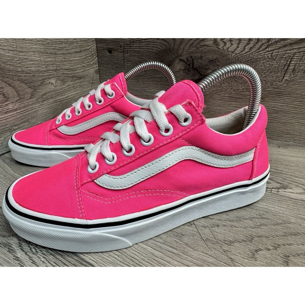 Vans Old Skool Women's 7 ~ Men's 5.5 Skateboard Shoes Neon Pink Canvas  Sneakers